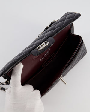 Chanel Black Small Classic Double Flap Bag in Lambskin Leather with Silver Hardware