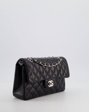 Chanel Black Small Classic Double Flap Bag in Lambskin Leather with Silver Hardware