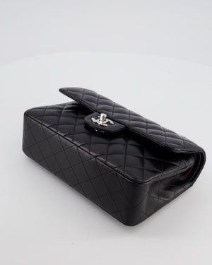 Chanel Black Small Classic Double Flap Bag in Lambskin Leather with Silver Hardware