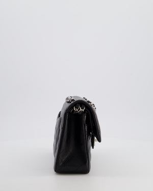 Chanel Black Small Classic Double Flap Bag in Lambskin Leather with Silver Hardware