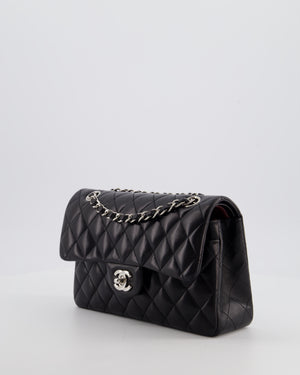 Chanel Black Small Classic Double Flap Bag in Lambskin Leather with Silver Hardware