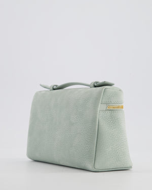 *HOT* Loro Piana Pale Blue Nubuck Leather L19 Extra Pocket Pouch Bag with Gold Hardware