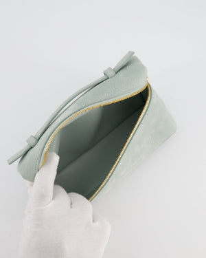 *HOT* Loro Piana Pale Blue Nubuck Leather L19 Extra Pocket Pouch Bag with Gold Hardware