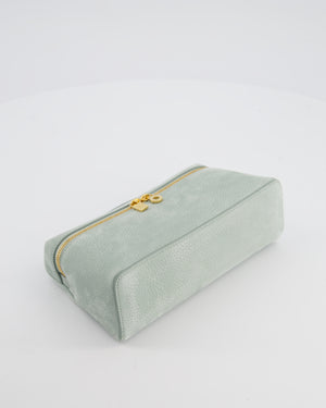 *HOT* Loro Piana Pale Blue Nubuck Leather L19 Extra Pocket Pouch Bag with Gold Hardware