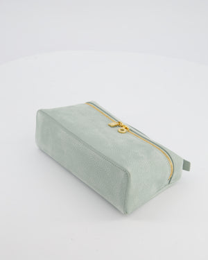 *HOT* Loro Piana Pale Blue Nubuck Leather L19 Extra Pocket Pouch Bag with Gold Hardware