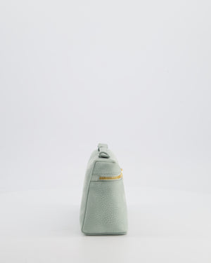 *HOT* Loro Piana Pale Blue Nubuck Leather L19 Extra Pocket Pouch Bag with Gold Hardware