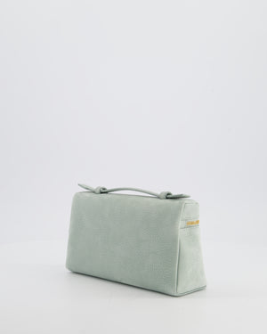 *HOT* Loro Piana Pale Blue Nubuck Leather L19 Extra Pocket Pouch Bag with Gold Hardware