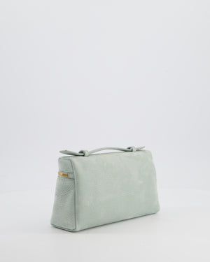 *HOT* Loro Piana Pale Blue Nubuck Leather L19 Extra Pocket Pouch Bag with Gold Hardware