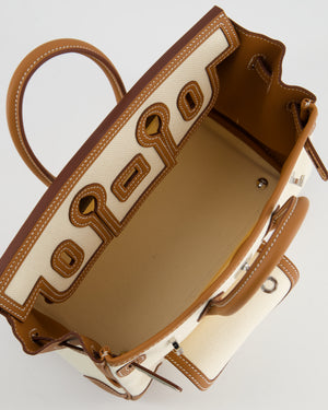 *SUPER HOT & RARE* Hermès Birkin 25 Cargo Bag in Ecru Toile Goeland and Gold Swift Leather with Palladium Hardware