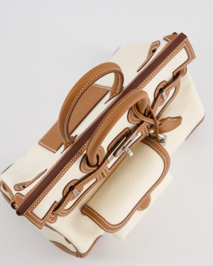 *SUPER HOT & RARE* Hermès Birkin 25 Cargo Bag in Ecru Toile Goeland and Gold Swift Leather with Palladium Hardware