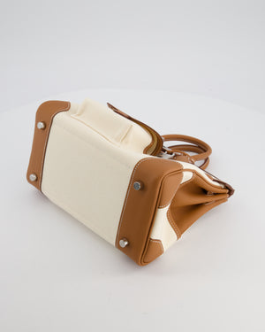 *SUPER HOT & RARE* Hermès Birkin 25 Cargo Bag in Ecru Toile Goeland and Gold Swift Leather with Palladium Hardware