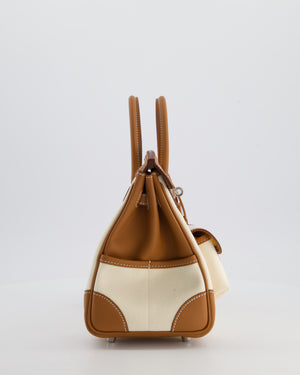 *SUPER HOT & RARE* Hermès Birkin 25 Cargo Bag in Ecru Toile Goeland and Gold Swift Leather with Palladium Hardware