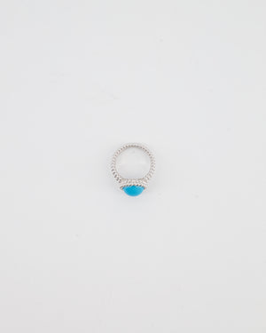 Van Cleef & Arpels Perlee Couleurs Ring in 18K White Gold & Turquoise Cabochon Stone