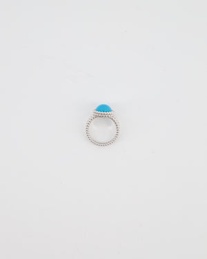 Van Cleef & Arpels Perlee Couleurs Ring in 18K White Gold & Turquoise Cabochon Stone