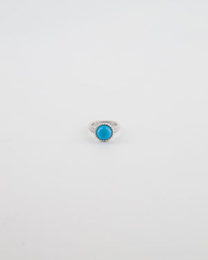 Van Cleef & Arpels Perlee Couleurs Ring in 18K White Gold & Turquoise Cabochon Stone