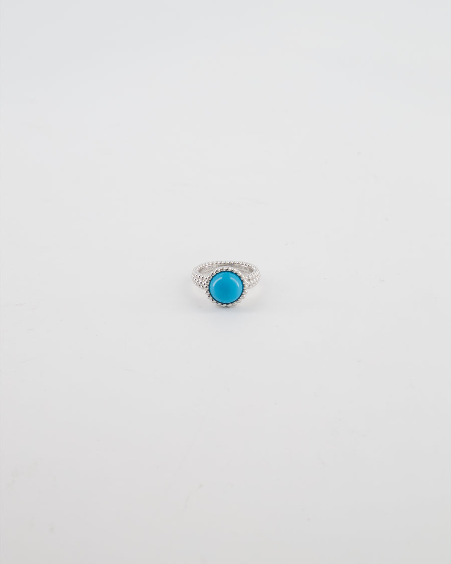 Van Cleef & Arpels Perlee Couleurs Ring in 18K White Gold & Turquoise Cabochon Stone