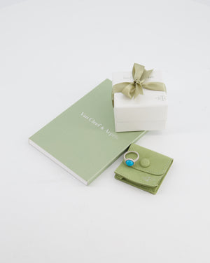 Van Cleef & Arpels Perlee Couleurs Ring in 18K White Gold & Turquoise Cabochon Stone
