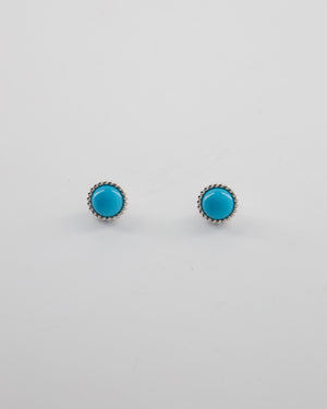 Van Cleef & Arpels Perlee Couleurs Earrings in 18K White Gold & Turquoise Cabochon Stones