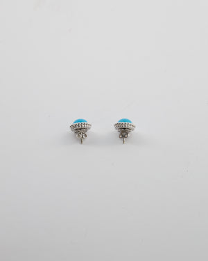 Van Cleef & Arpels Perlee Couleurs Earrings in 18K White Gold & Turquoise Cabochon Stones