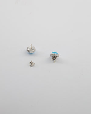 Van Cleef & Arpels Perlee Couleurs Earrings in 18K White Gold & Turquoise Cabochon Stones