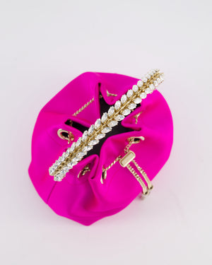 Jimmy Choo Hot Pink Satin Bon Bon Crystal Embellished Top Handle Bag with Champagne Gold Hardware RRP £1495