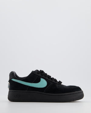 Nike Air Force 1 Low x Tiffany & Co. 1897 Black Suede Trainers with Tiffany Blue Nubuck Swoosh Logo & Silver Badge Detail Size EU 37