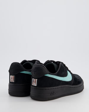 Nike Air Force 1 Low x Tiffany & Co. 1897 Black Suede Trainers with Tiffany Blue Nubuck Swoosh Logo & Silver Badge Detail Size EU 37