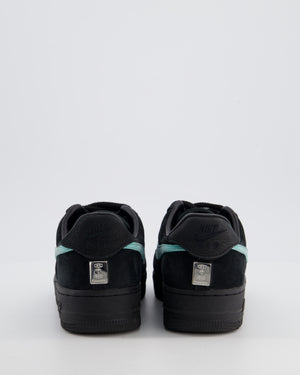Nike Air Force 1 Low x Tiffany & Co. 1897 Black Suede Trainers with Tiffany Blue Nubuck Swoosh Logo & Silver Badge Detail Size EU 37