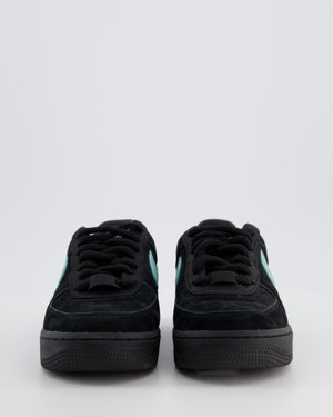 Nike Air Force 1 Low x Tiffany & Co. 1897 Black Suede Trainers with Tiffany Blue Nubuck Swoosh Logo & Silver Badge Detail Size EU 37