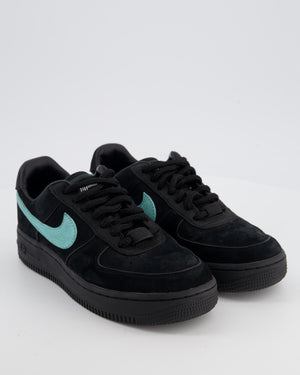 Nike Air Force 1 Low x Tiffany & Co. 1897 Black Suede Trainers with Tiffany Blue Nubuck Swoosh Logo & Silver Badge Detail Size EU 37