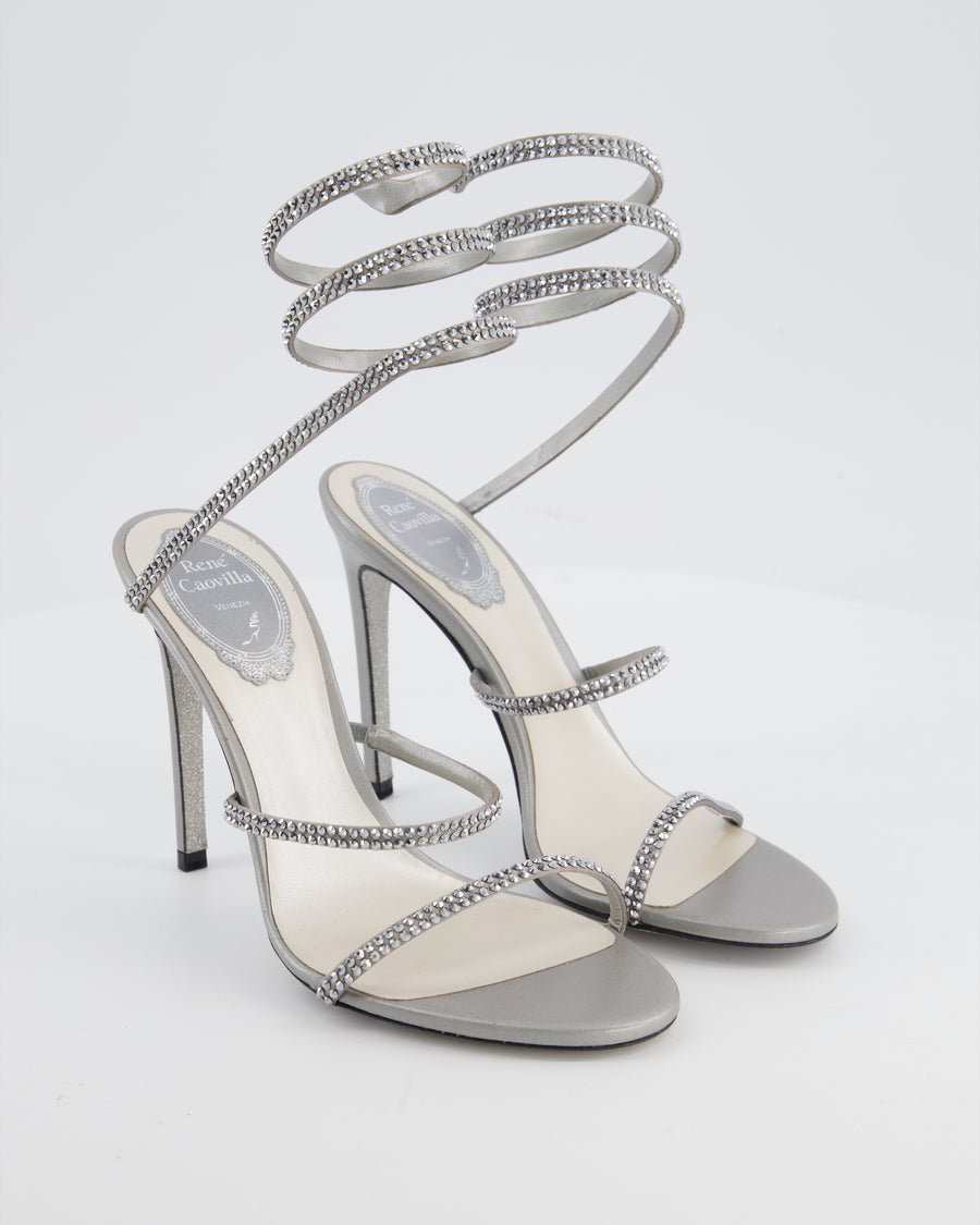 Rene Caovilla Cleo Silver High Sandal Size EU 37