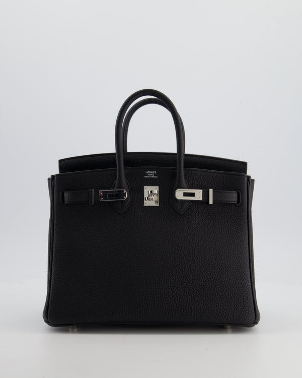 *RARE* Hermès Birkin 25 Retourne Bag in Noir Togo Leather with Palladium Hardware