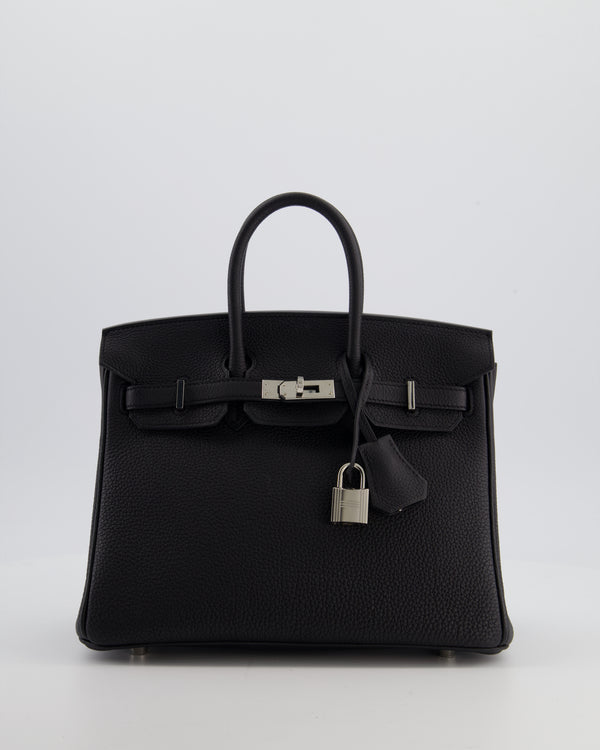 *RARE* Hermès Birkin 25 Retourne Bag in Noir Togo Leather with Palladium Hardware