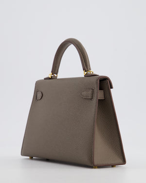 *HOT* Hermès Mini Kelly II 20 Bag in Gris Etain Epsom Leather with Gold Hardware