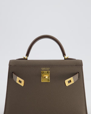 *HOT* Hermès Mini Kelly II 20 Bag in Gris Etain Epsom Leather with Gold Hardware