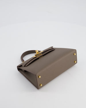 *HOT* Hermès Mini Kelly II 20 Bag in Gris Etain Epsom Leather with Gold Hardware