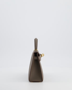 *HOT* Hermès Mini Kelly II 20 Bag in Gris Etain Epsom Leather with Gold Hardware