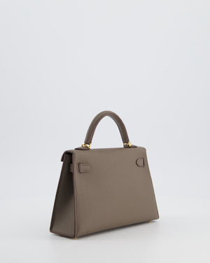 *HOT* Hermès Mini Kelly II 20 Bag in Gris Etain Epsom Leather with Gold Hardware