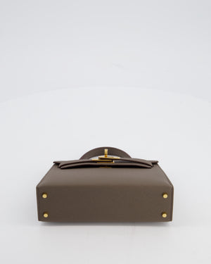*HOT* Hermès Mini Kelly II 20 Bag in Gris Etain Epsom Leather with Gold Hardware