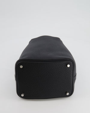 Hermes Picotin 18cm Lock Bag in Noir Clemence Leather with Palladium Hardware
