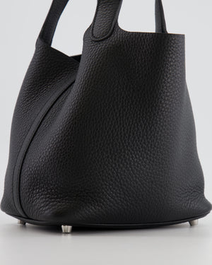 Hermes Picotin 18cm Lock Bag in Noir Clemence Leather with Palladium Hardware