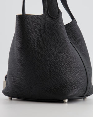 Hermes Picotin 18cm Lock Bag in Noir Clemence Leather with Palladium Hardware