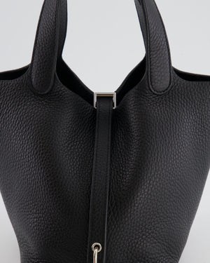 Hermes Picotin 18cm Lock Bag in Noir Clemence Leather with Palladium Hardware