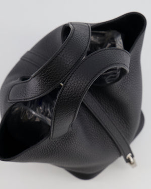 Hermes Picotin 18cm Lock Bag in Noir Clemence Leather with Palladium Hardware