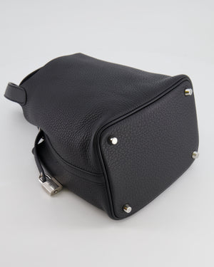 Hermes Picotin 18cm Lock Bag in Noir Clemence Leather with Palladium Hardware