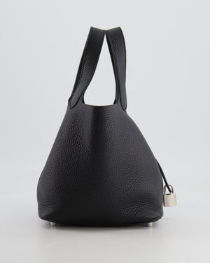 Hermes Picotin 18cm Lock Bag in Noir Clemence Leather with Palladium Hardware
