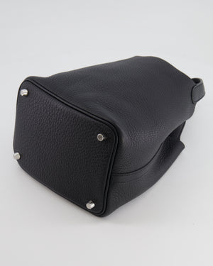 Hermes Picotin 18cm Lock Bag in Noir Clemence Leather with Palladium Hardware