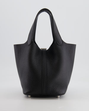 Hermes Picotin 18cm Lock Bag in Noir Clemence Leather with Palladium Hardware