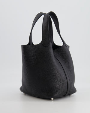 Hermes Picotin 18cm Lock Bag in Noir Clemence Leather with Palladium Hardware