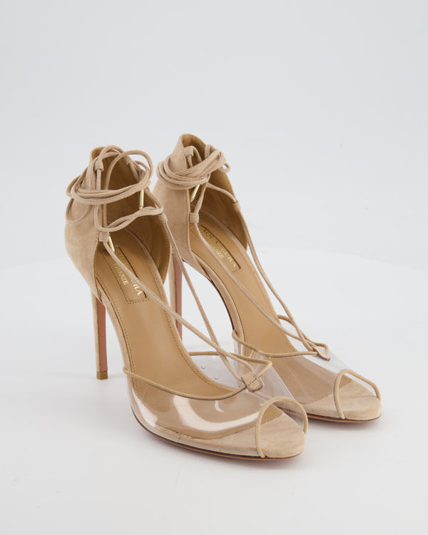 Gianvito Rossi Beige Perspex Toe Suede Heels Size EU 36.5